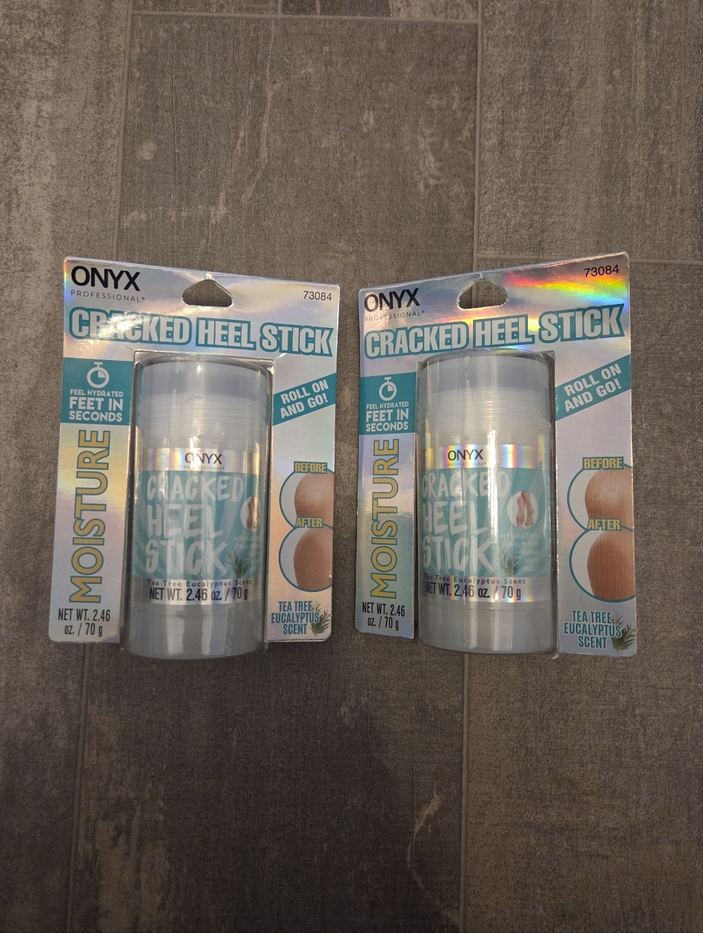 Set of 2 Onyx Cracked Heel Stick Tea Tree Eucalyptus Moisture.  New in package.